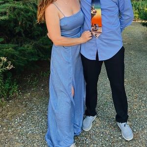 Satin Maxi Dress - Palace Blue